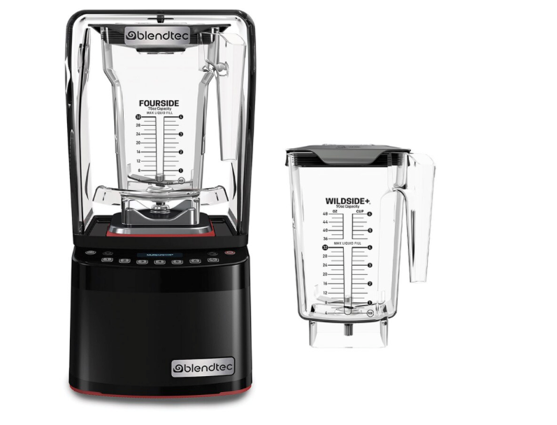 BLENDTEC - S885D2101-EUB1GB1A - Batidora Blender STEALTH 885 con 2 Jarras FOURSIDE con tapa plana blanda (1800 W) - (3,8 HP)